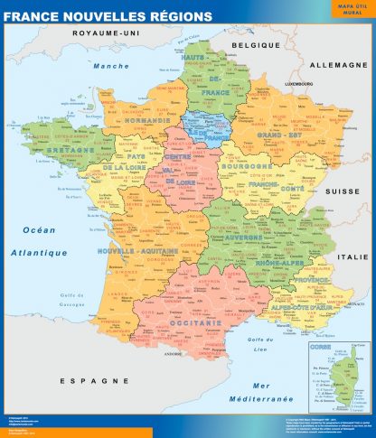 Carte France plastifiée Nouvelles Regions